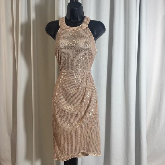 JASAMBAC Sequin Dress Sparkly Glitter Tulip Hem Ruched Bodycon Dresses - Picture 4 of 10